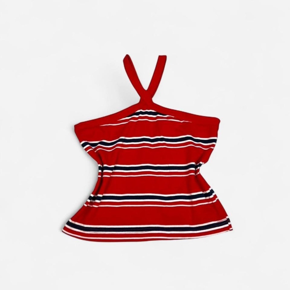 Vintage y2k ENT red & blue striped halter style tank top